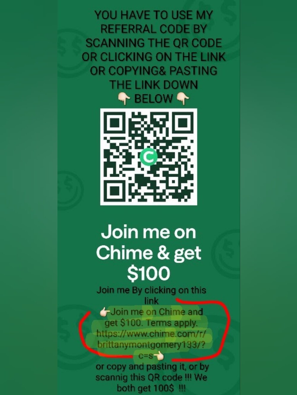 New To Chime ? Use My Referral Link To Create A New Account&We Both Get 100$$!!